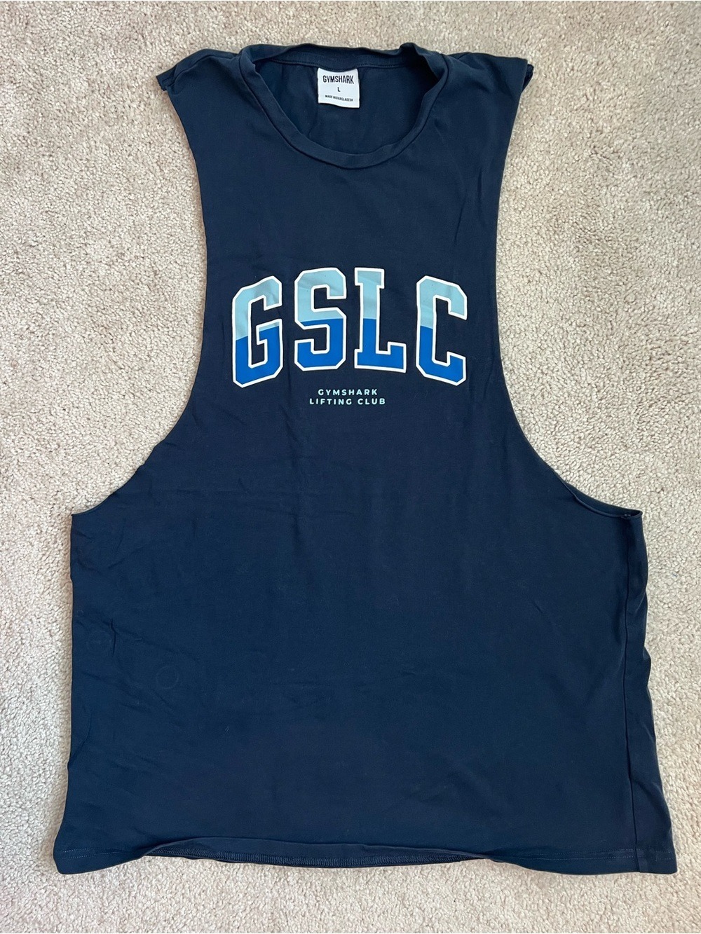 Gymshark Men GSLC Graphic Muscle Tank L Navy Lifting Club Sleeveless - Picture 2 of 5